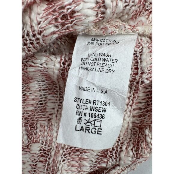 The Mogan Batwing Flare Sleeve Crop Knit Sweater Size L Pink White Fall Summer - Picture 8 of 10